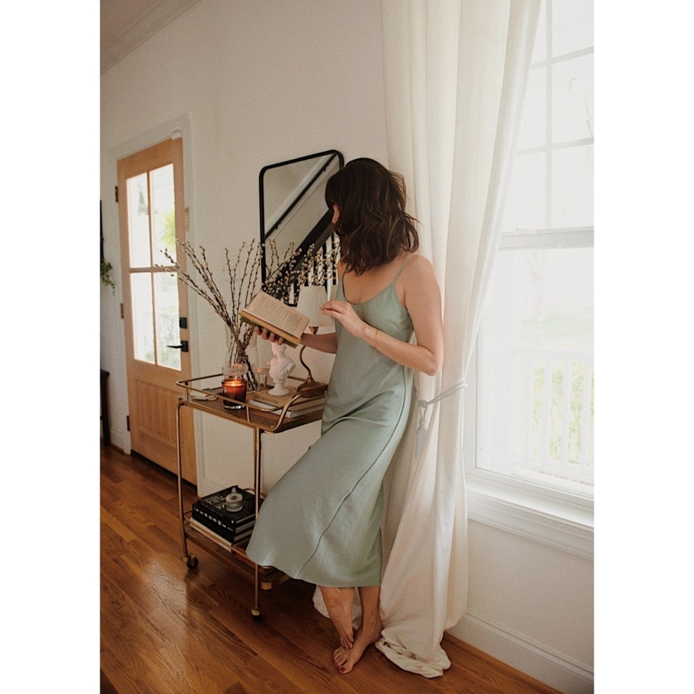 Jenni Kayne | Everyday Bias Cut Satin Slipdress In Mist Size XL